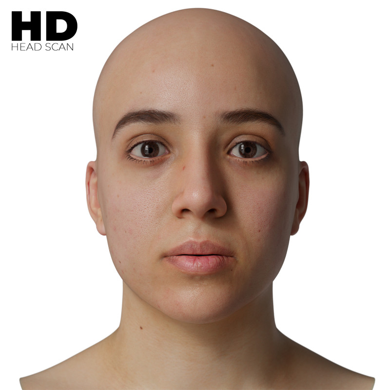 HD Female 3D Head Model 50