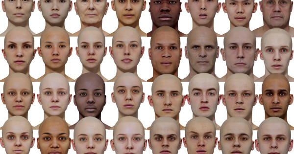 48 x Male And Female 3D Head Model Bundle | by 3dscanstore.com