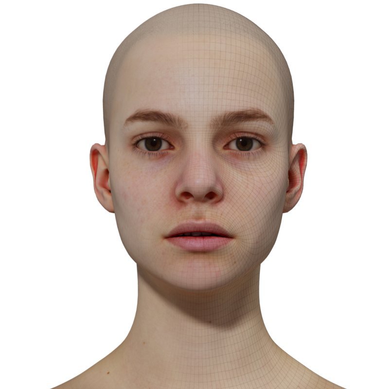 Female 3D model / Retopologised Head Scan 014