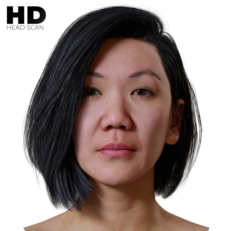 HD Female With Polygon Hair 02