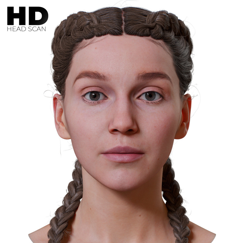 HD Female With Polygon Hair 04