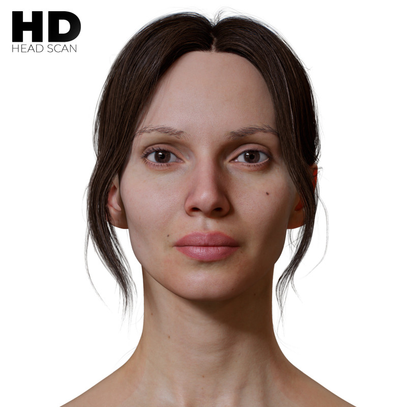 HD Female With Polygon Hair 04