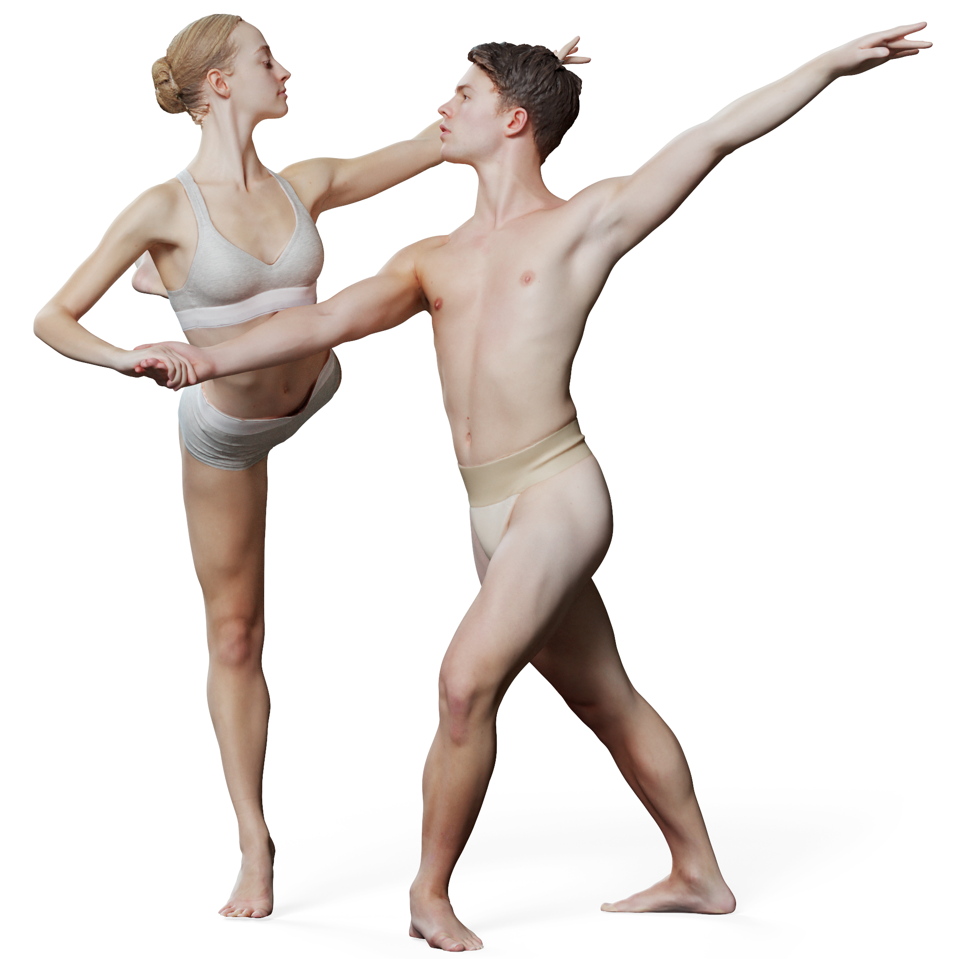The Two Modern Ballet Dancers Dancing On Gray Studio Background Stock  Photo, Picture and Royalty Free Image. Image 112164919.