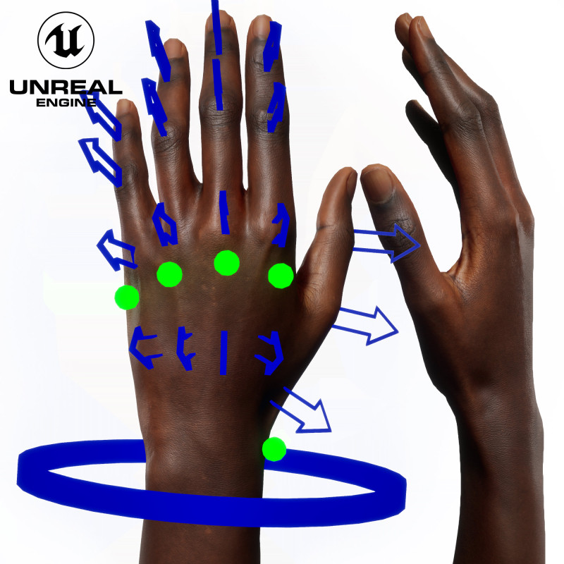 UE5 Rigged Hand - Female Black 20 Years Old