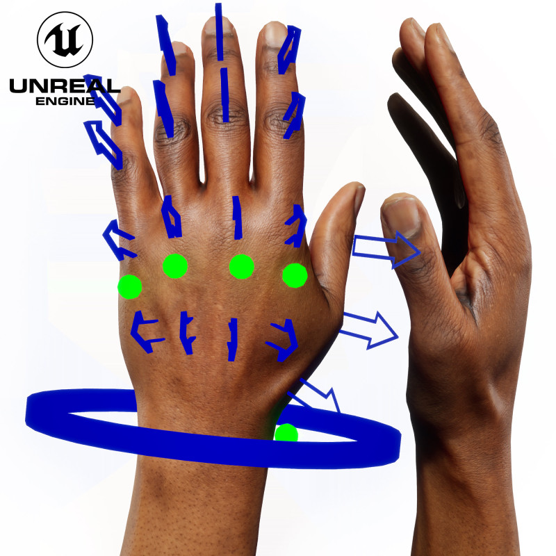 UE5 Rigged Hand - Female Black 40 Years Old
