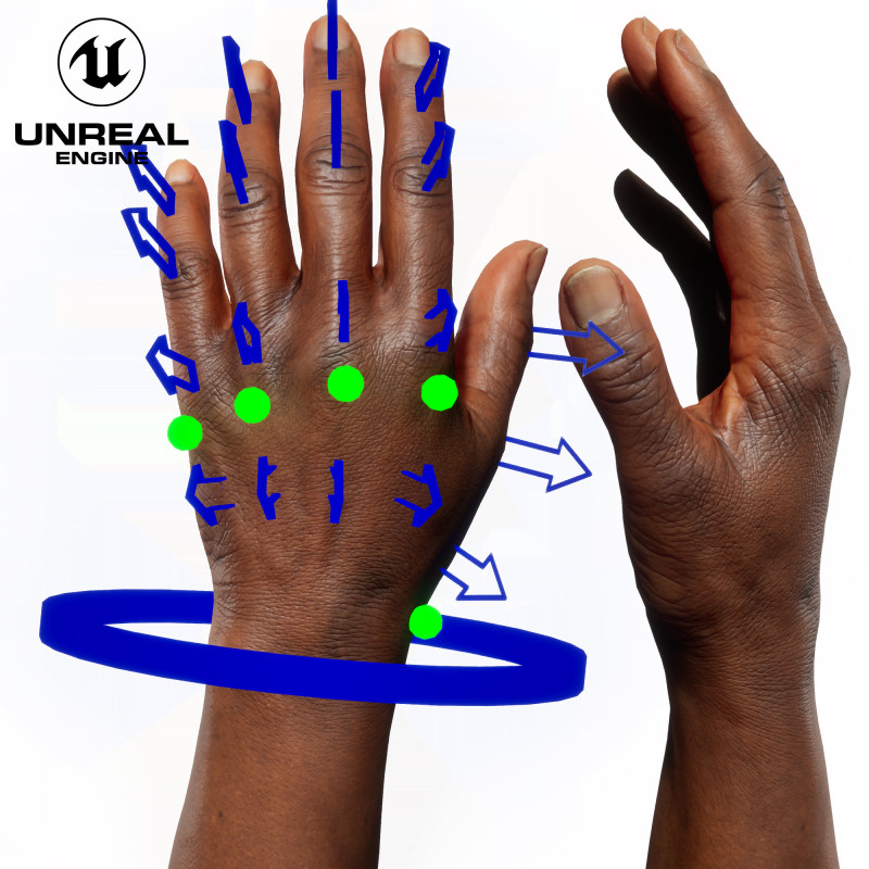 UE5 Rigged Hand - Female Black 60 Years Old
