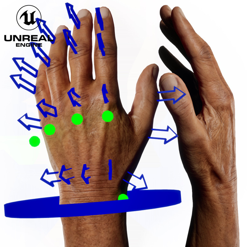 UE5 Rigged Hand - Male Asian 60 Years Old