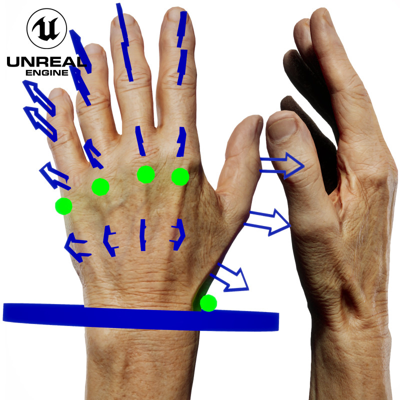 UE5 Rigged Hand - Male White 60 Years Old