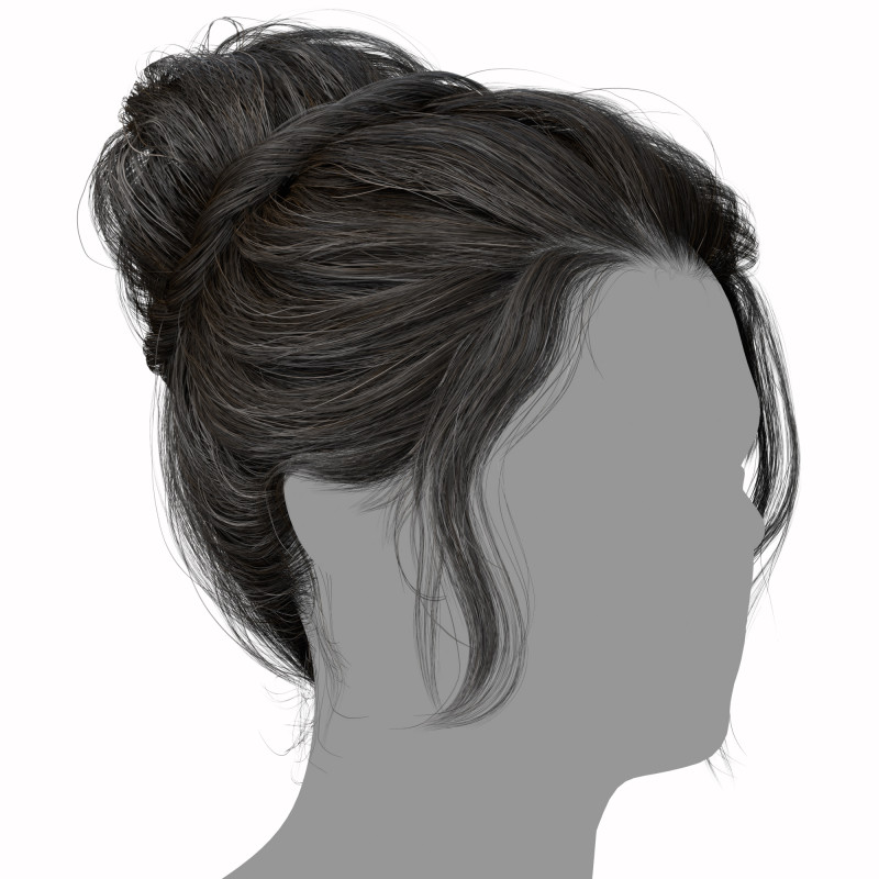 Messy Bun hair realtime polygon hair download