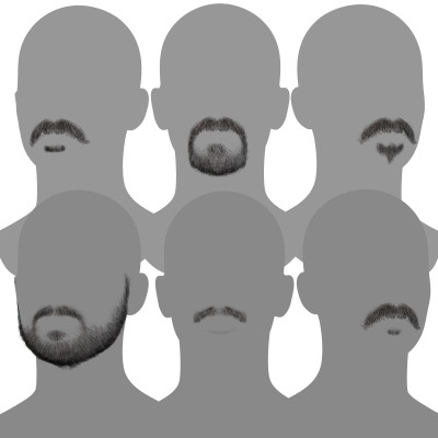 Realtime Hair -  6 x Mustache / Beard Pack 1