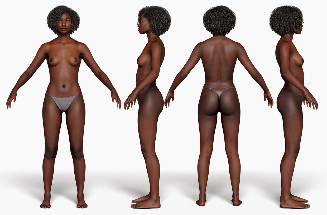 Download African female 3D body scan topology