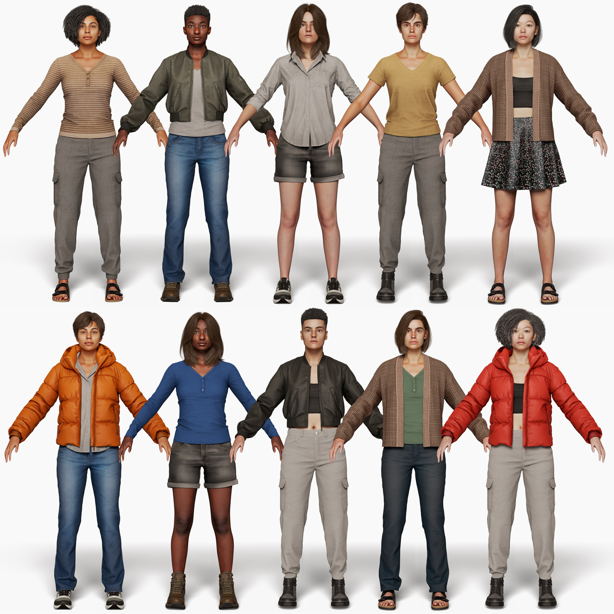 Download female bodies and clothing 3D models