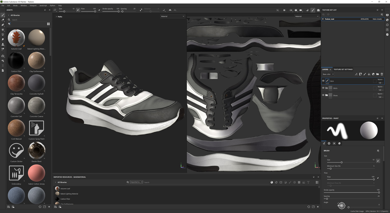Substance Painter Shoe texture fabric