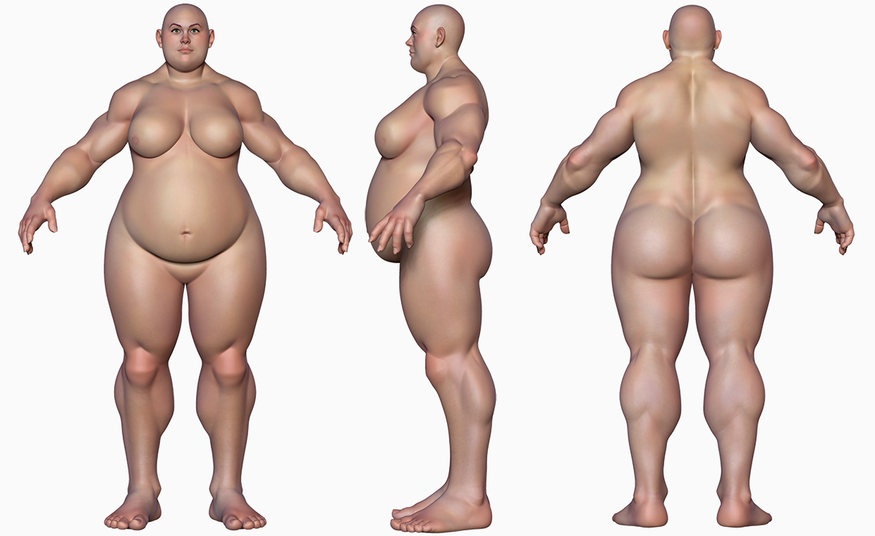 Muscular large woman 3d model download