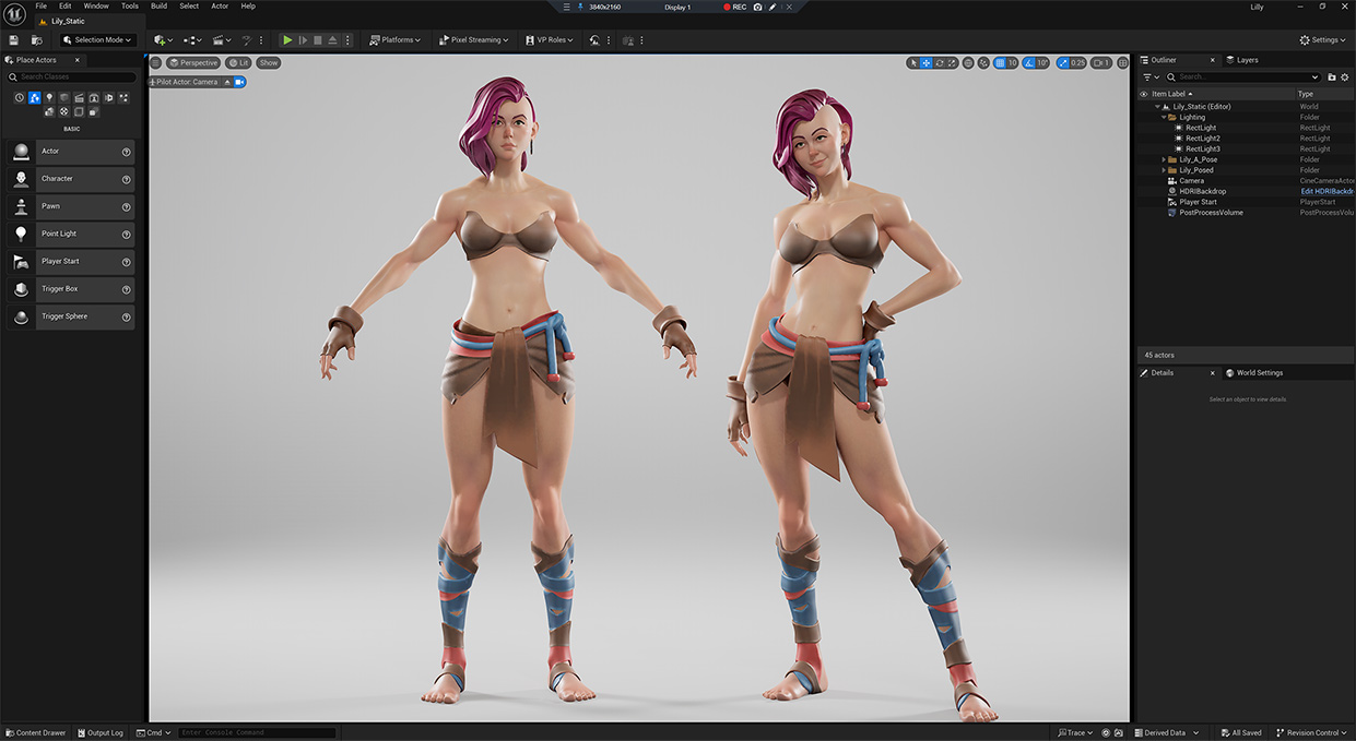 Female Character unreal engine rigged skeleton