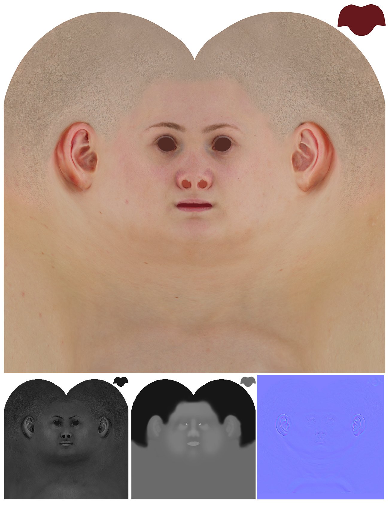 Female 3D model / Retopologised Head Scan 03