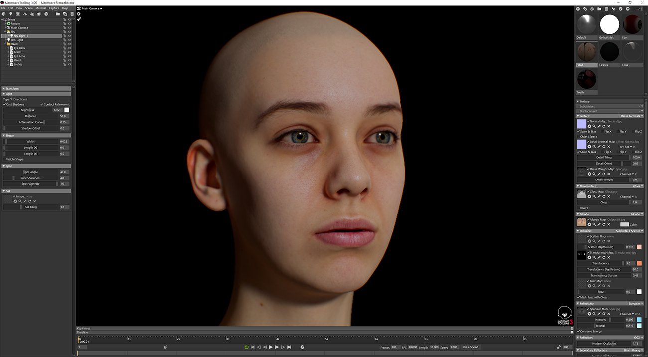 Female 3D model / Retopologised Head Scan 012