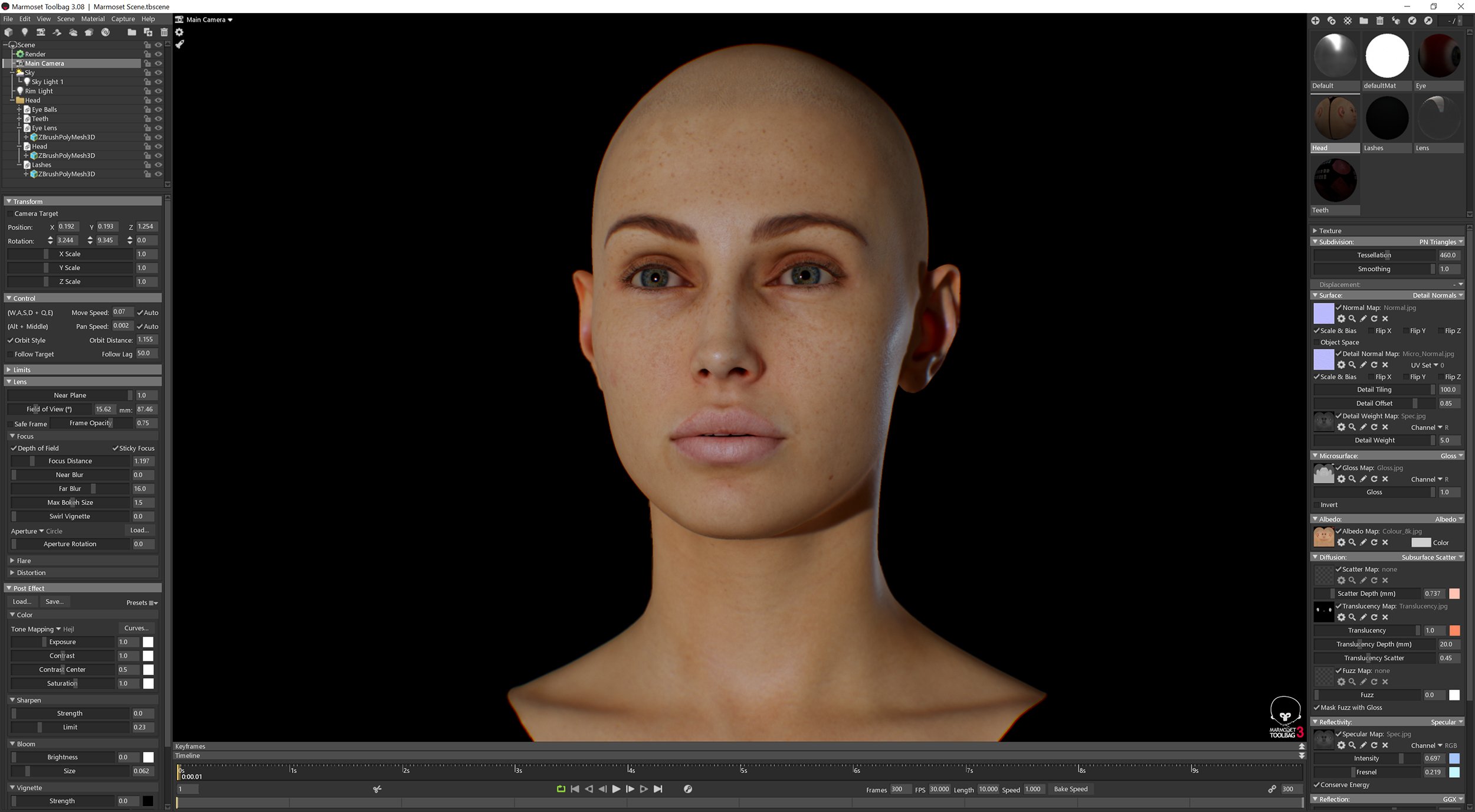 Female 3D model / Retopologised Head Scan 032