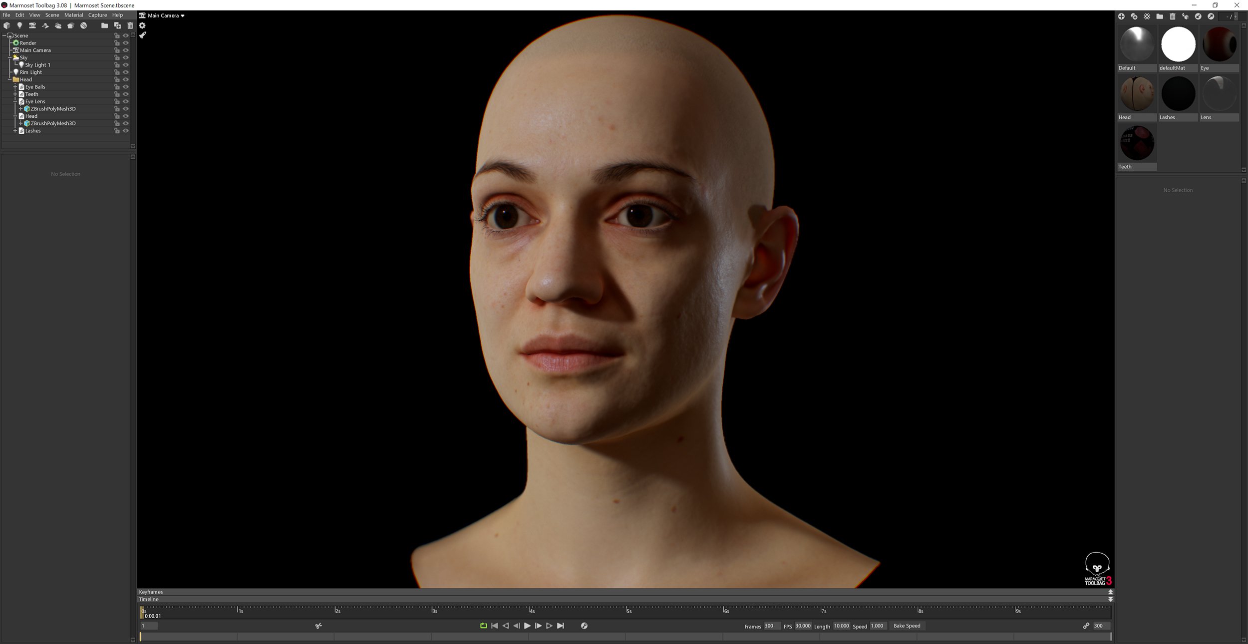 Female 3D model / Retopologised Head Scan 033