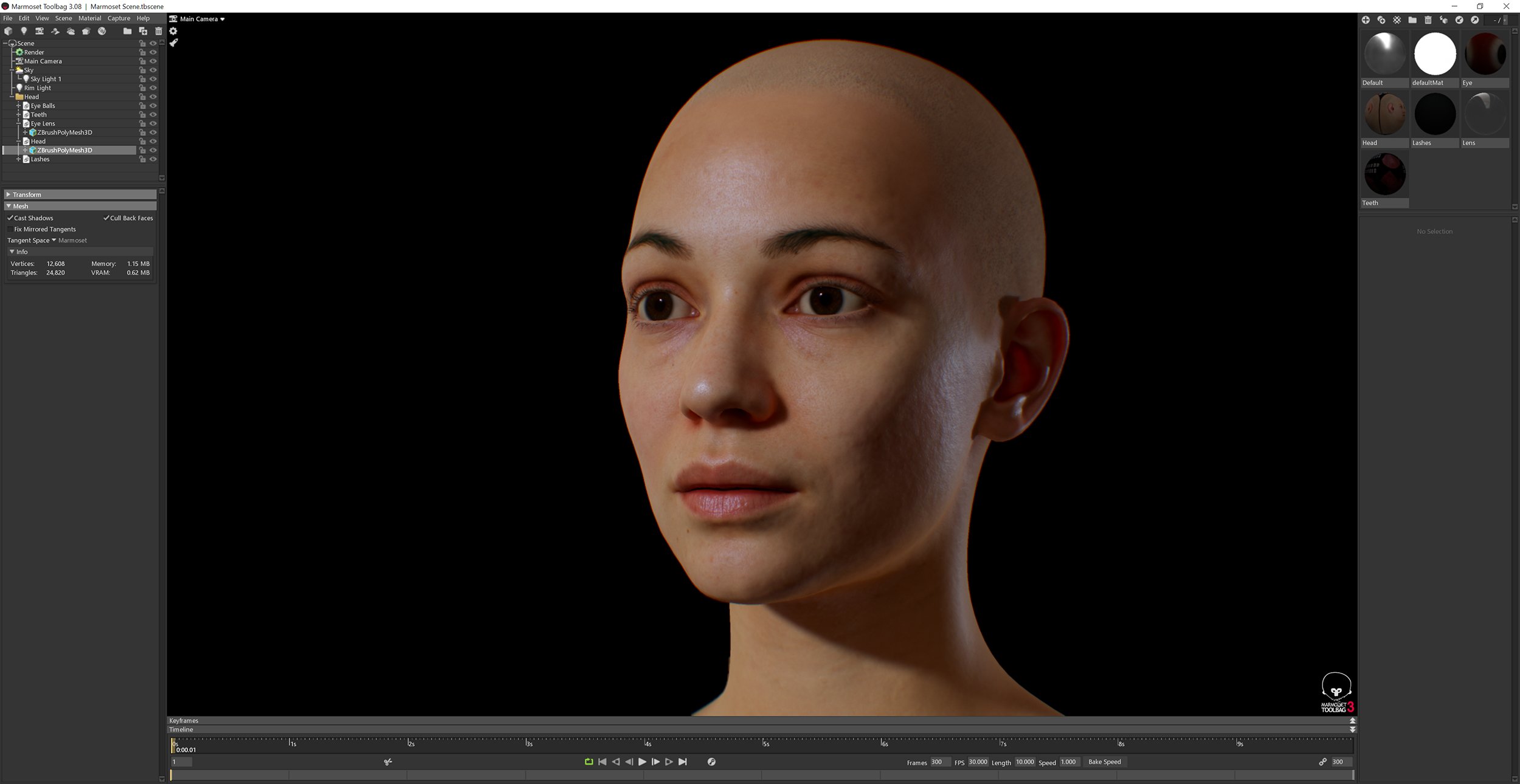 Female 3D model / Retopologised Head Scan 034