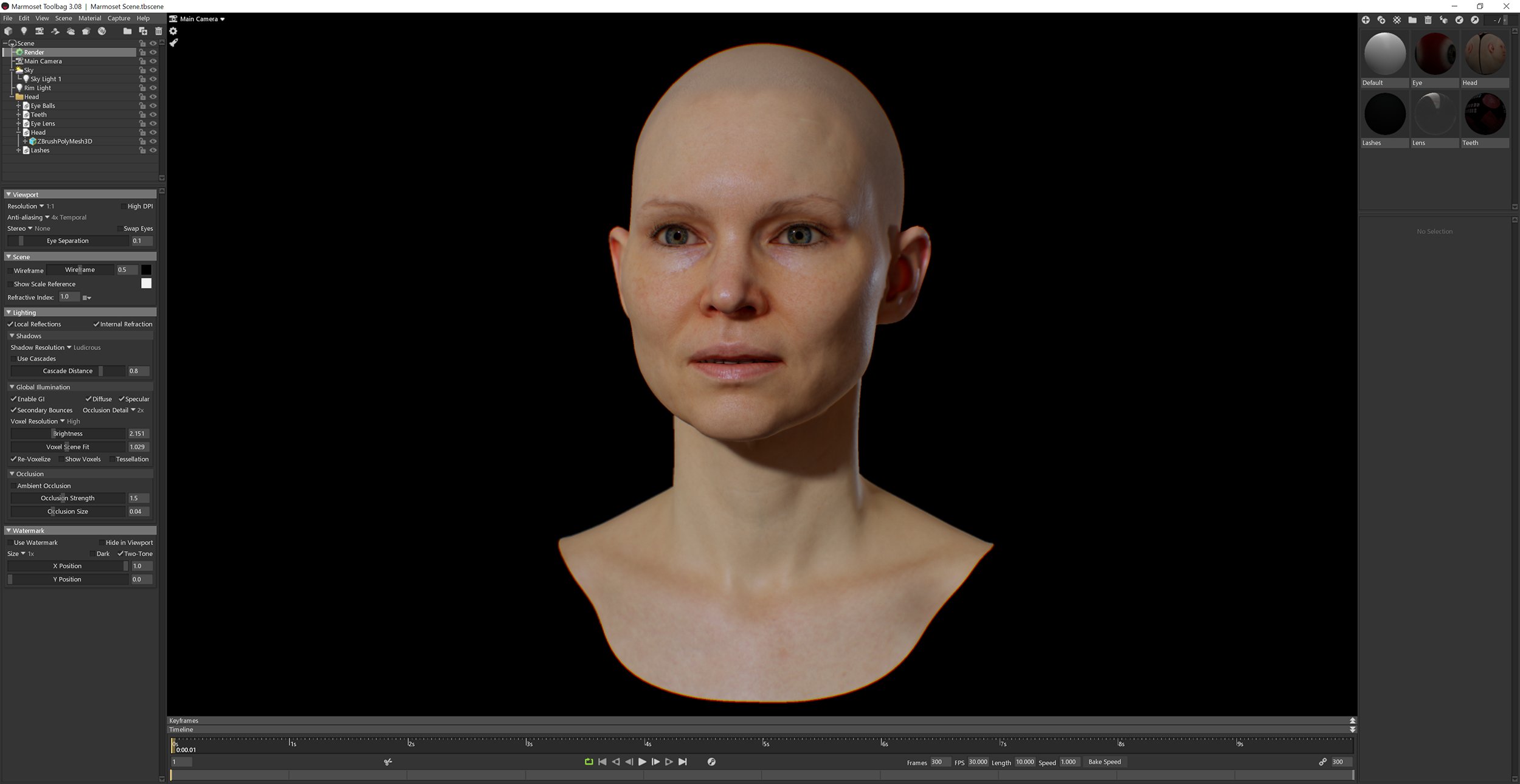 Female 3D model / Retopologised Head Scan 038