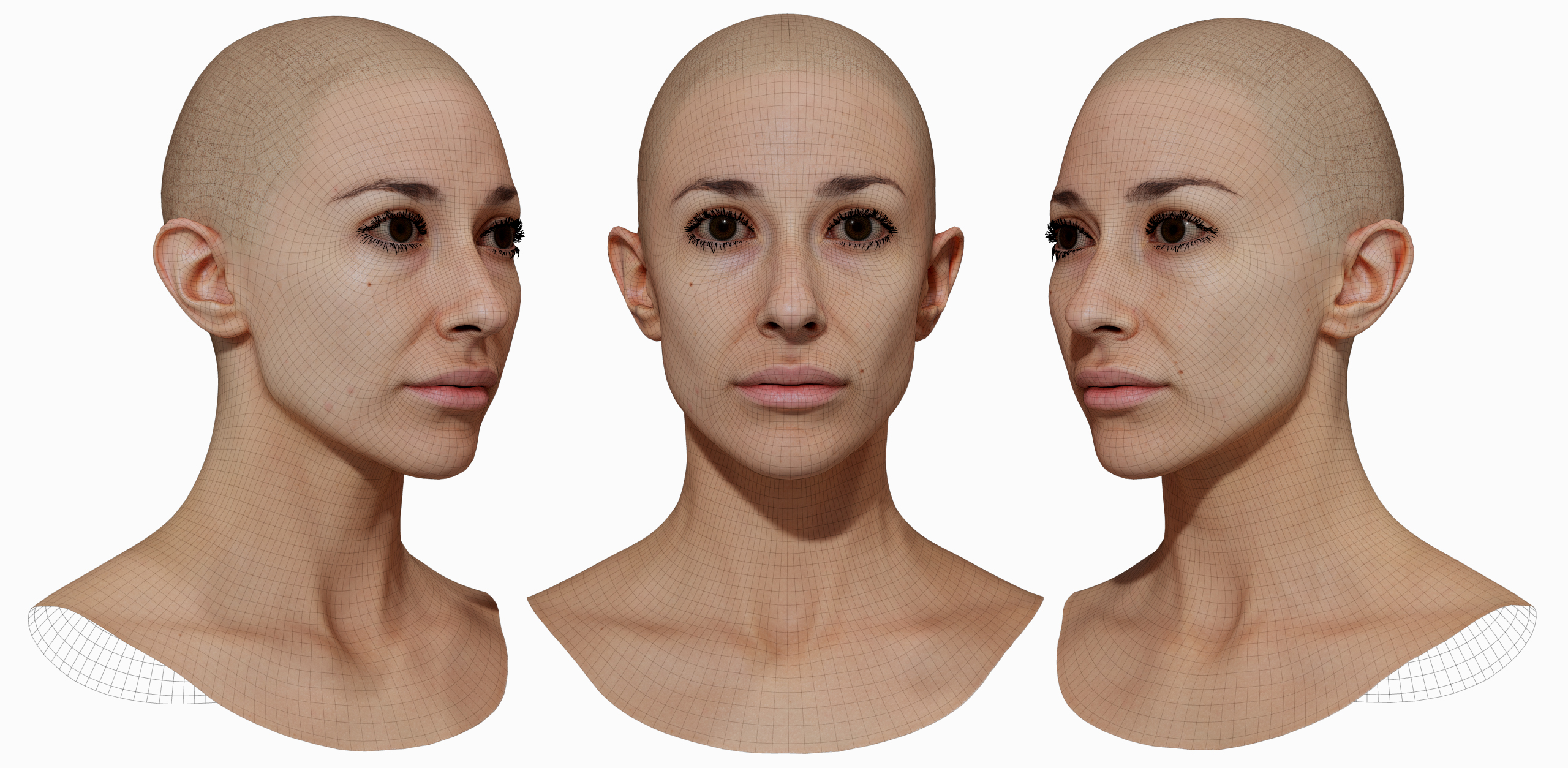 Female 3D model / Retopologised Head Scan 46