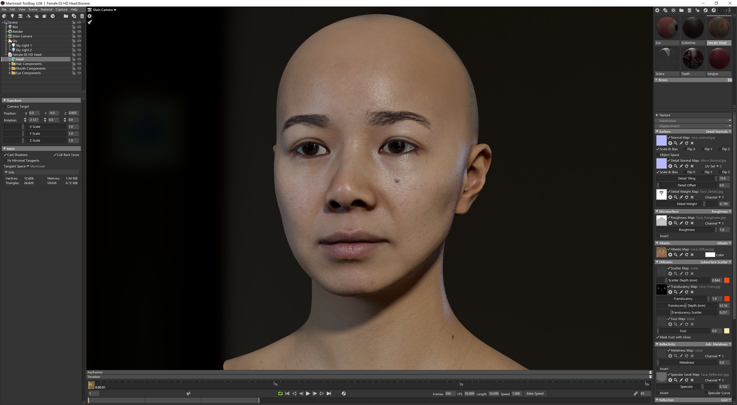 HD Female Head Model 02