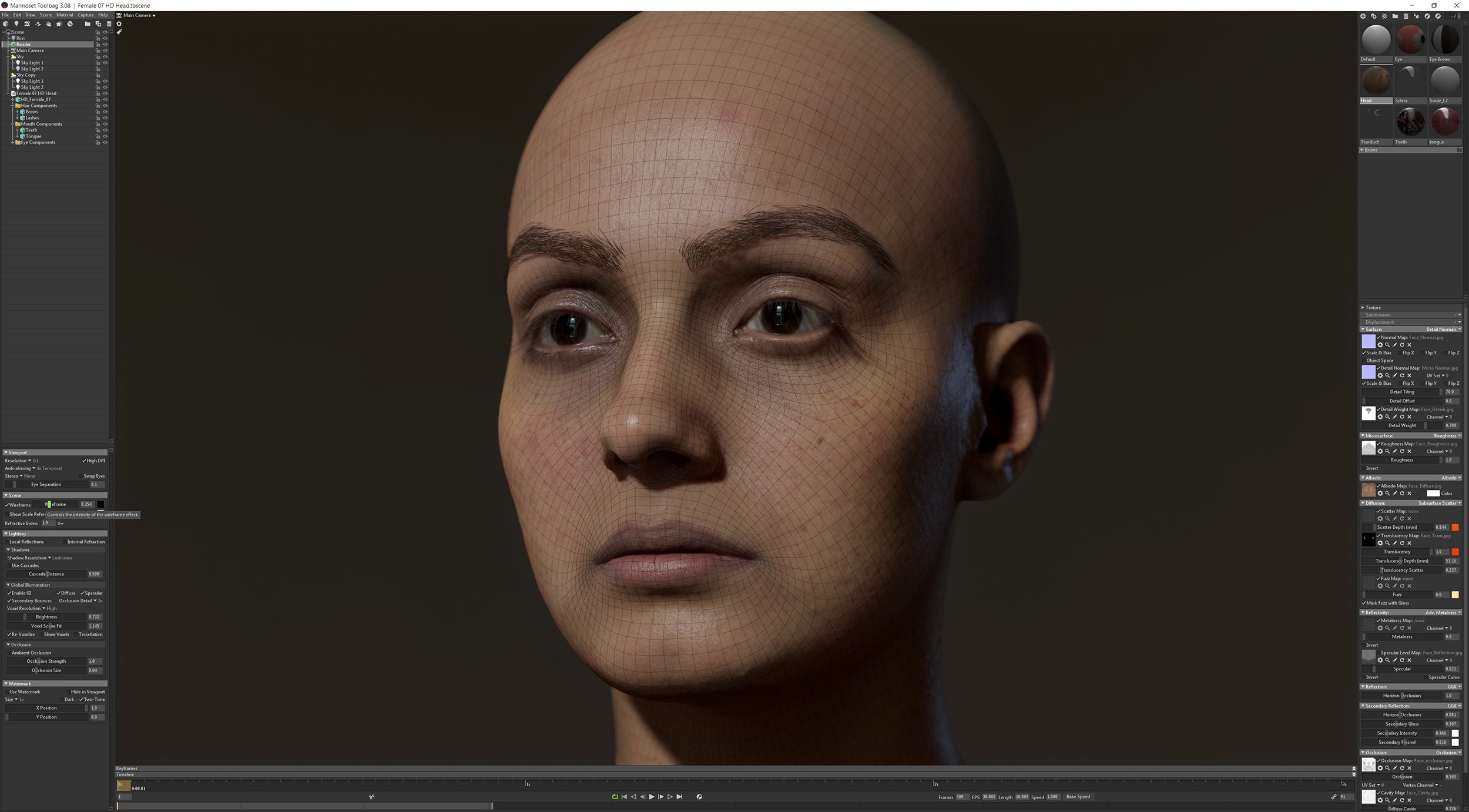 HD Female Head Model 07