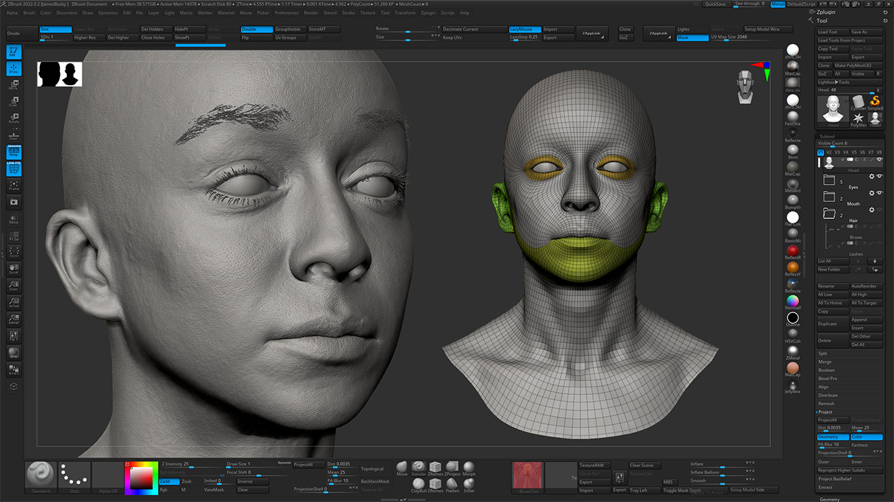 HD Female 3D Head Model 32