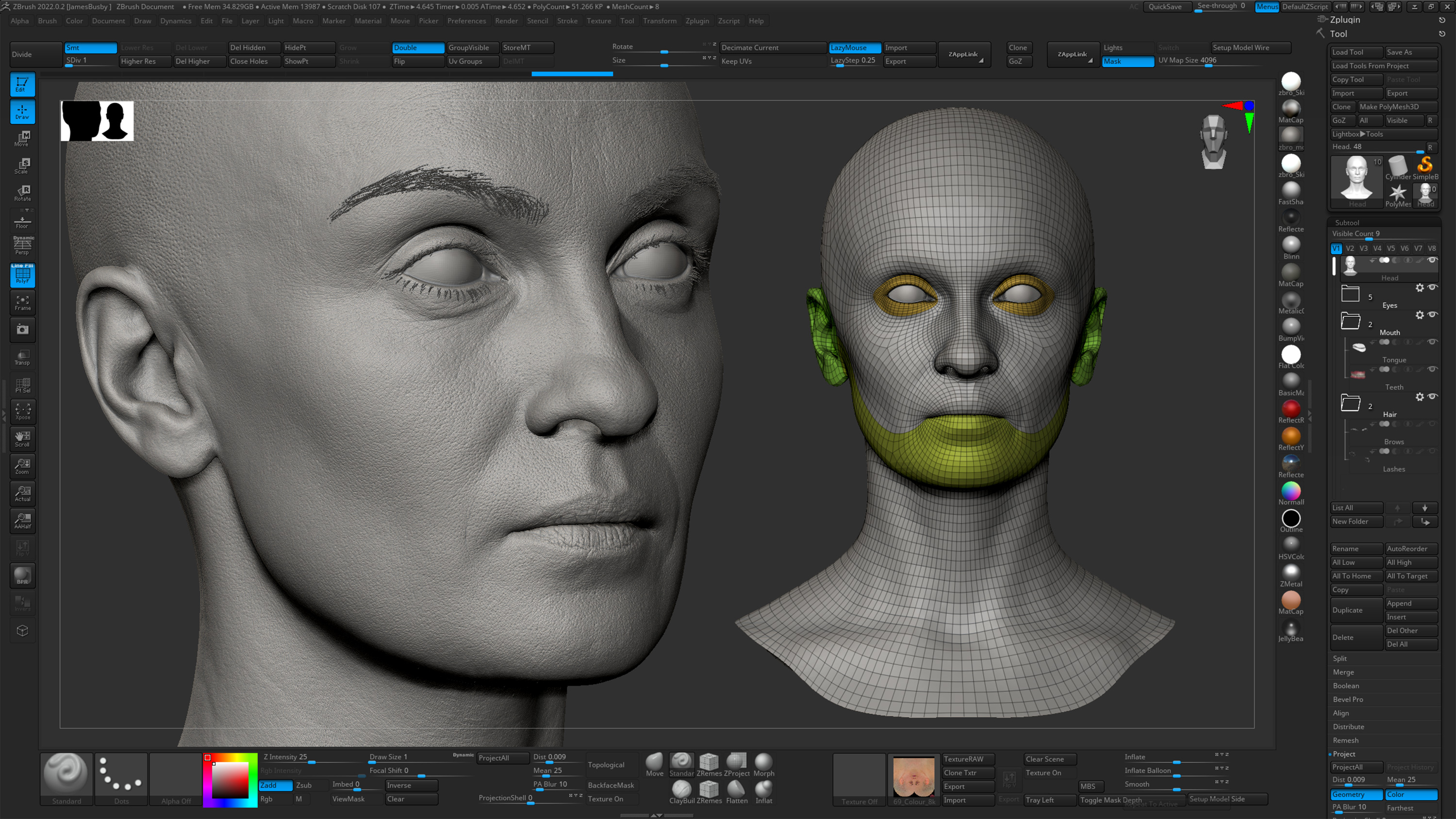 HD Female 3D Head Model 44