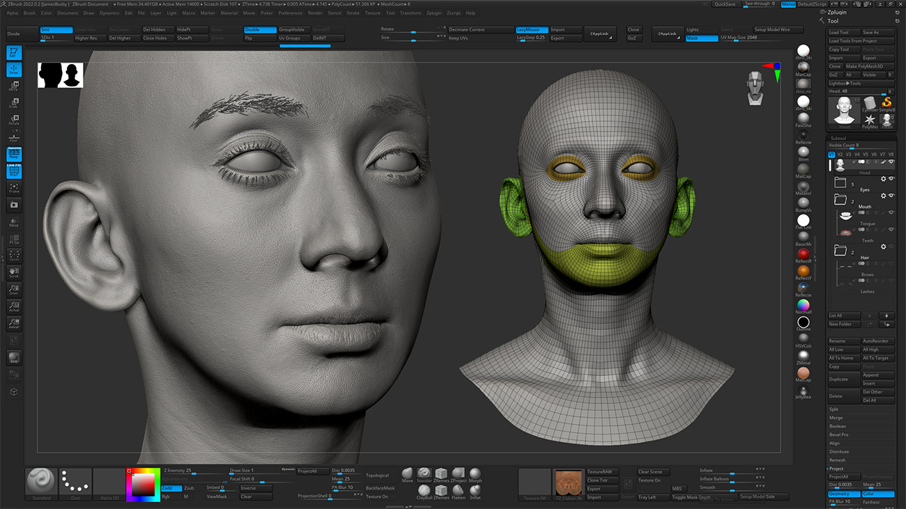 HD Female 3D Head Model 46