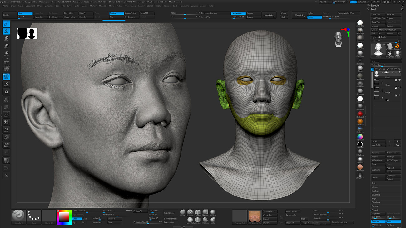 HD Female 3D Head Model 49