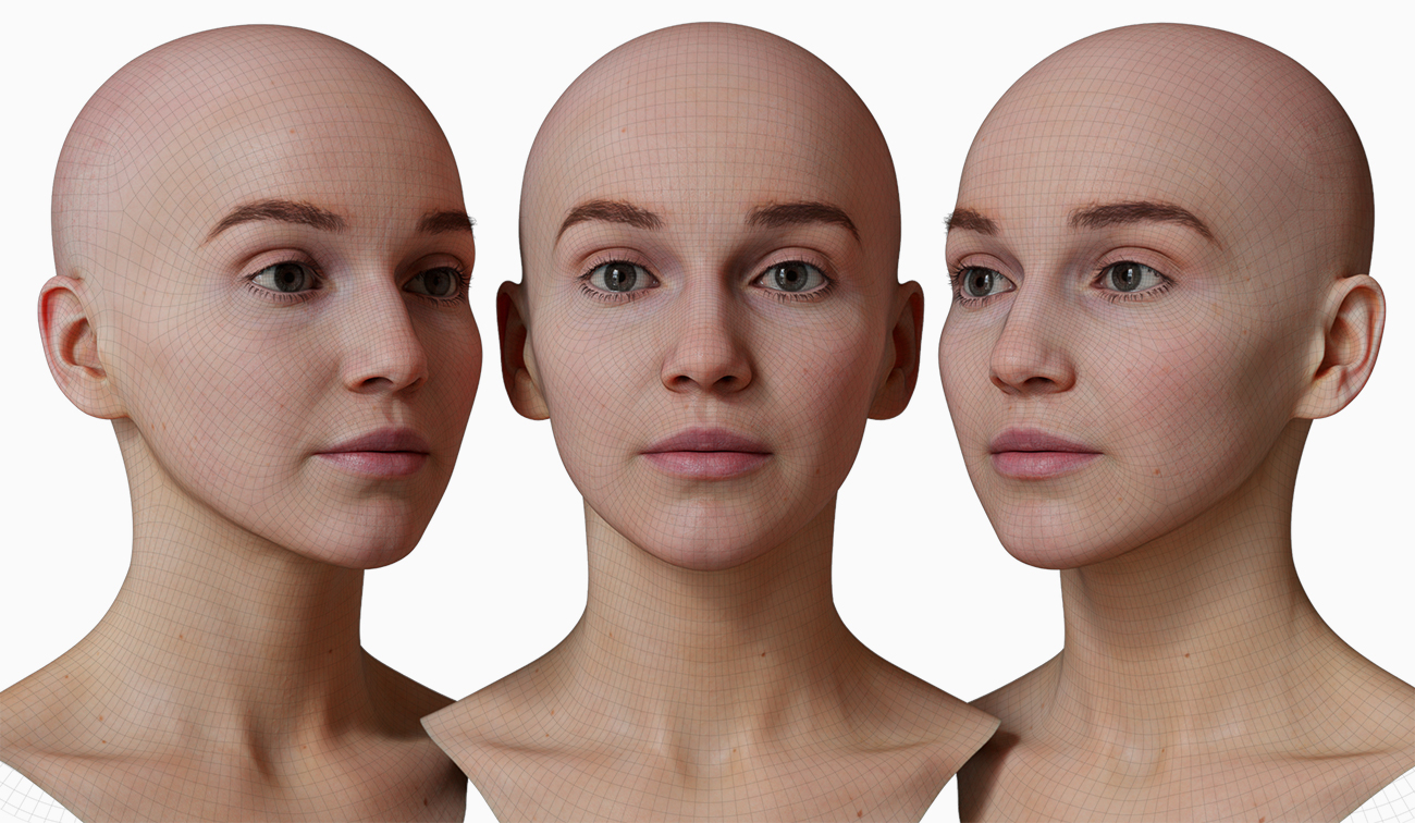 HD Female 3D Head Model 56