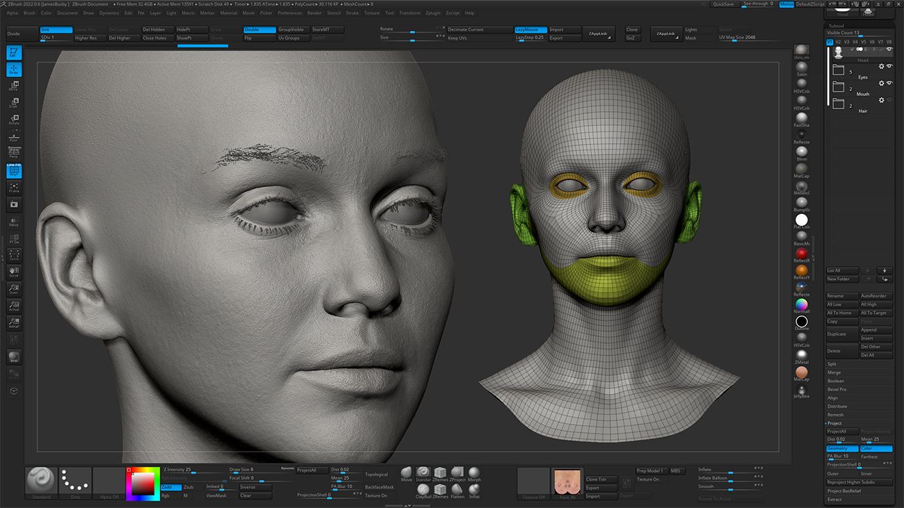 HD Female 3D Head Model 56