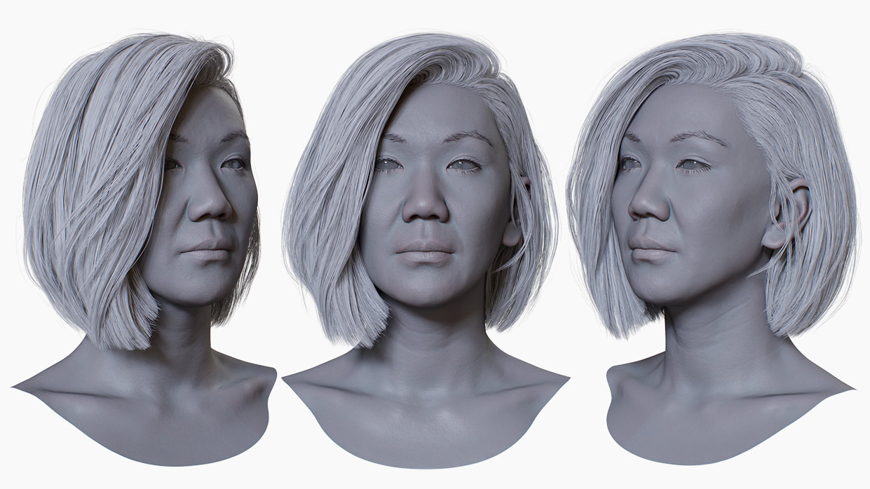 Download Aisan 3d head model with realistic polygon hair style