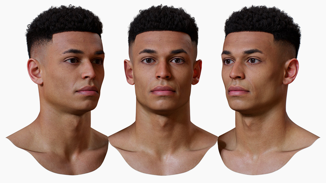 Download male 3d head scan with hair