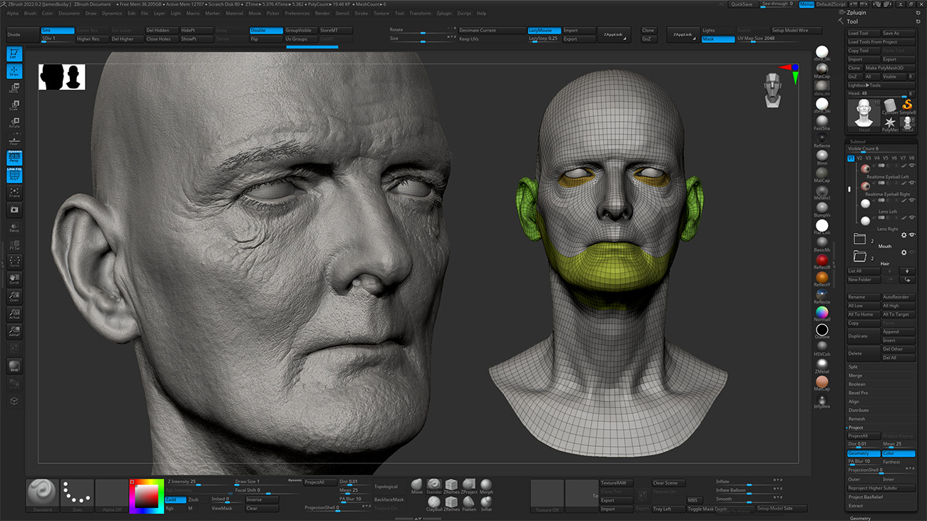 HD Male 3D Head Model 22