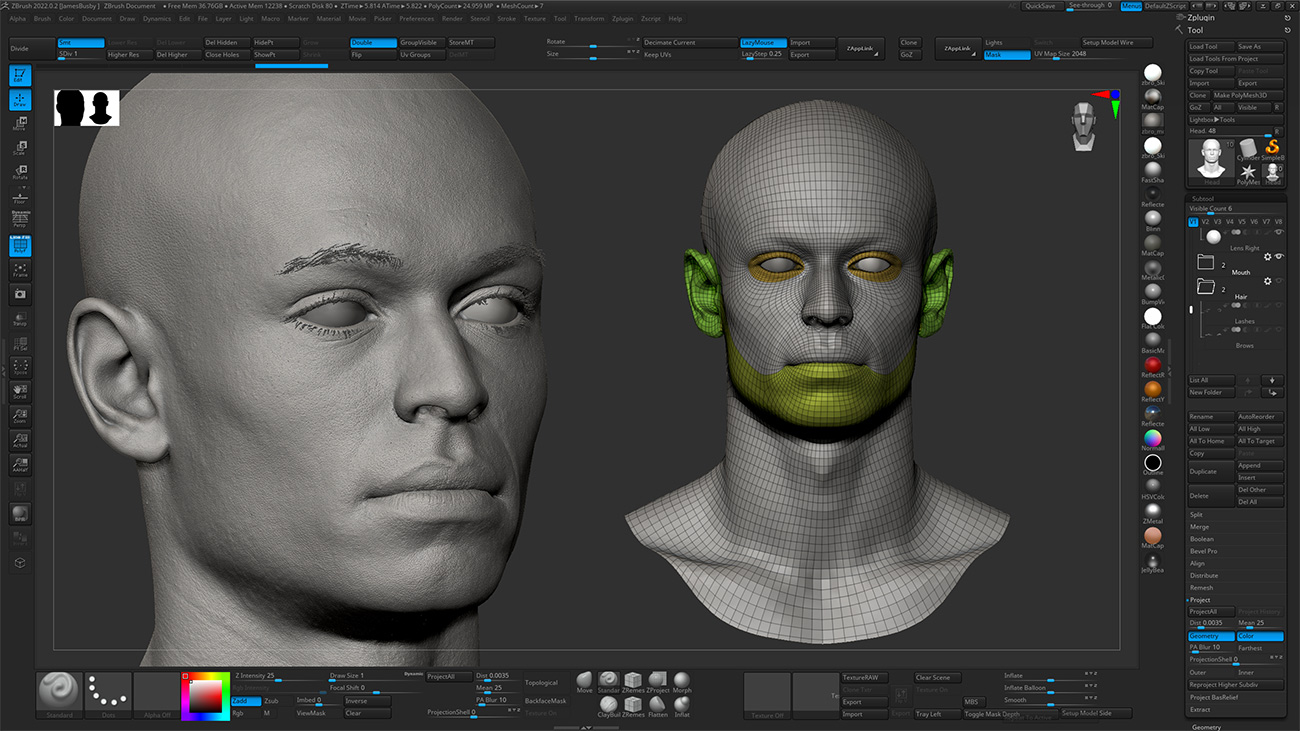 HD Male 3D Head Model 23