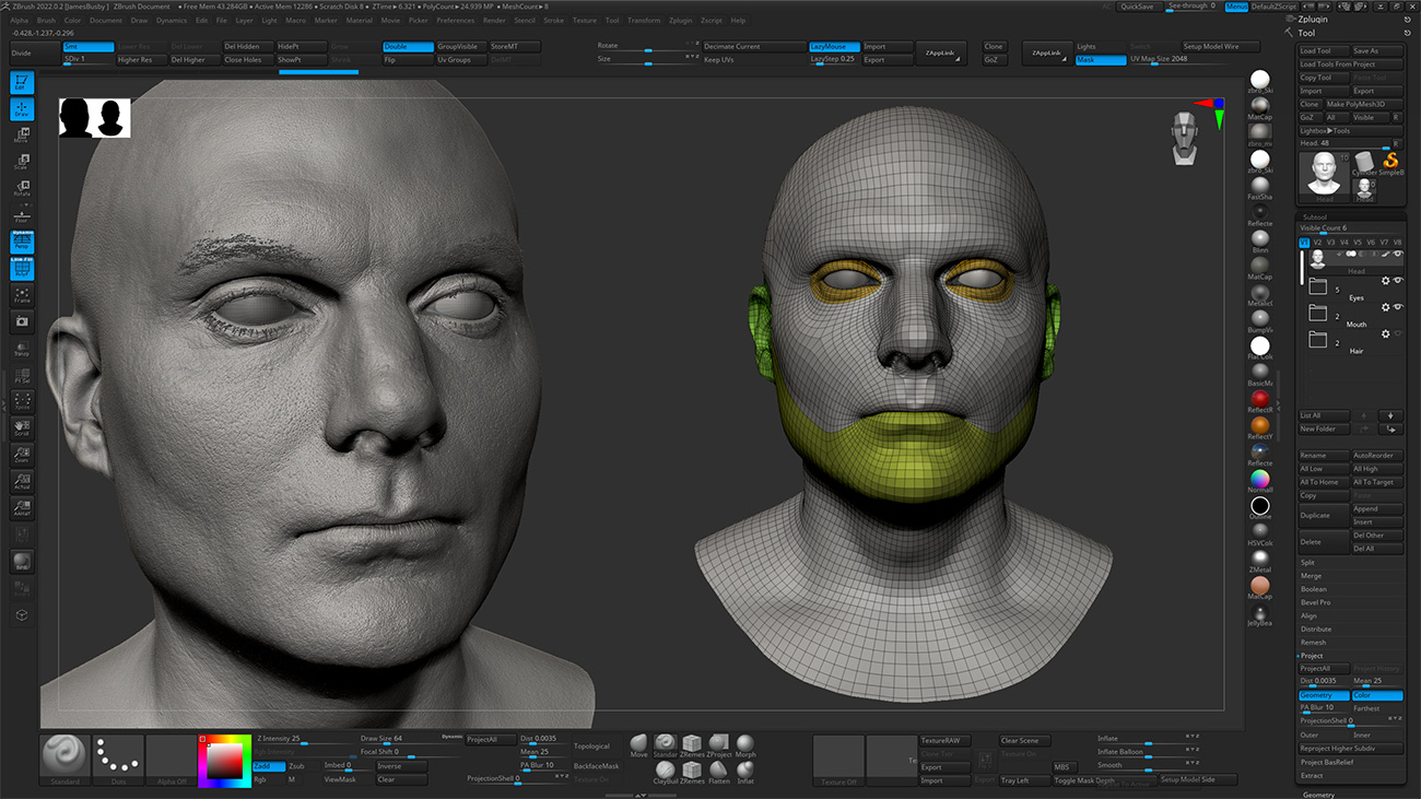 HD Male 3D Head Model 24