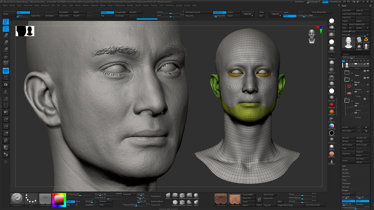 HD Male 3D Head Model 38