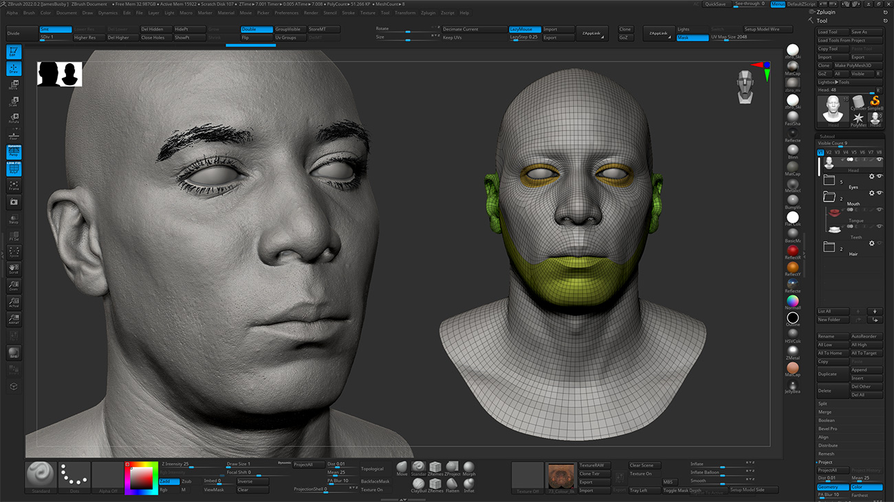 HD Male 3D Head Model 42