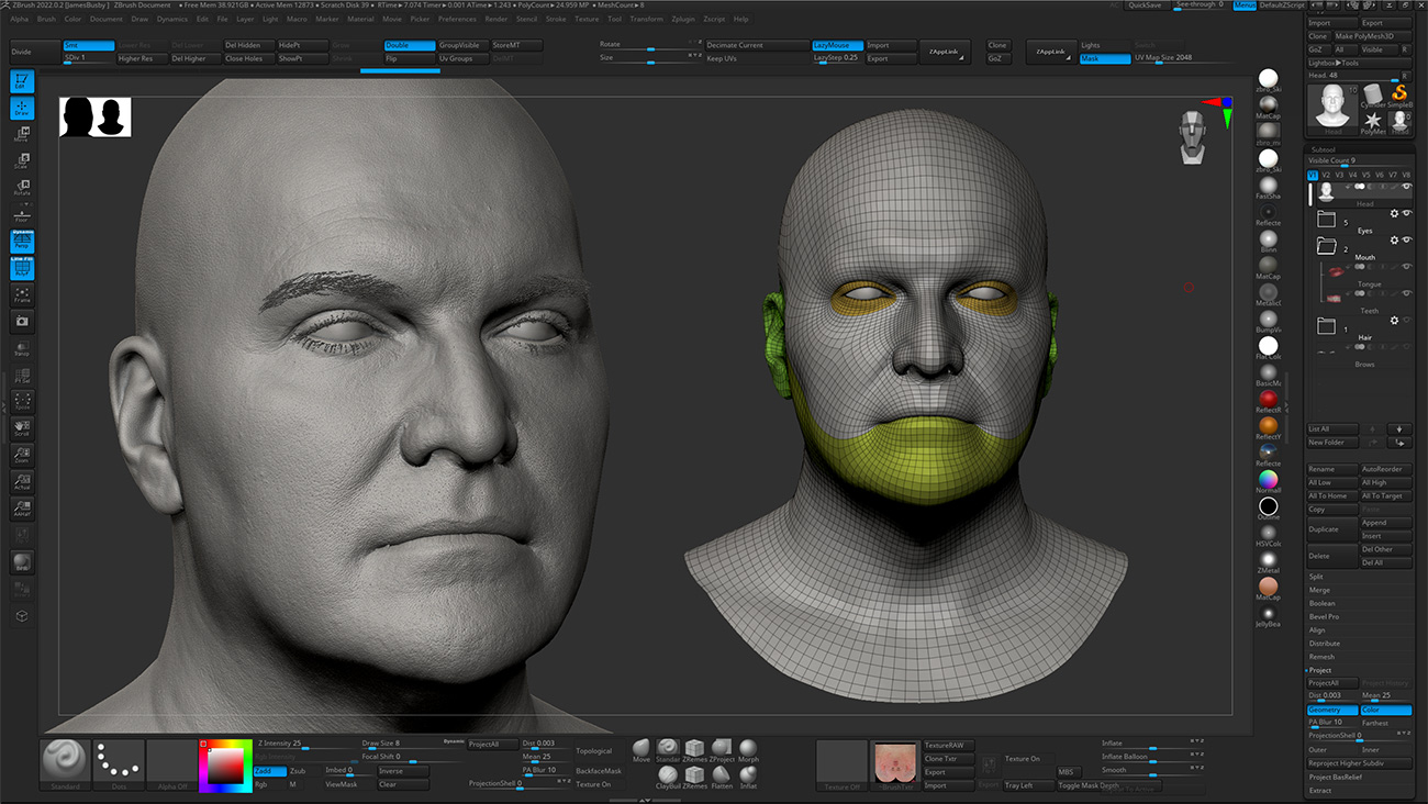 HD Male 3D Head Model 47