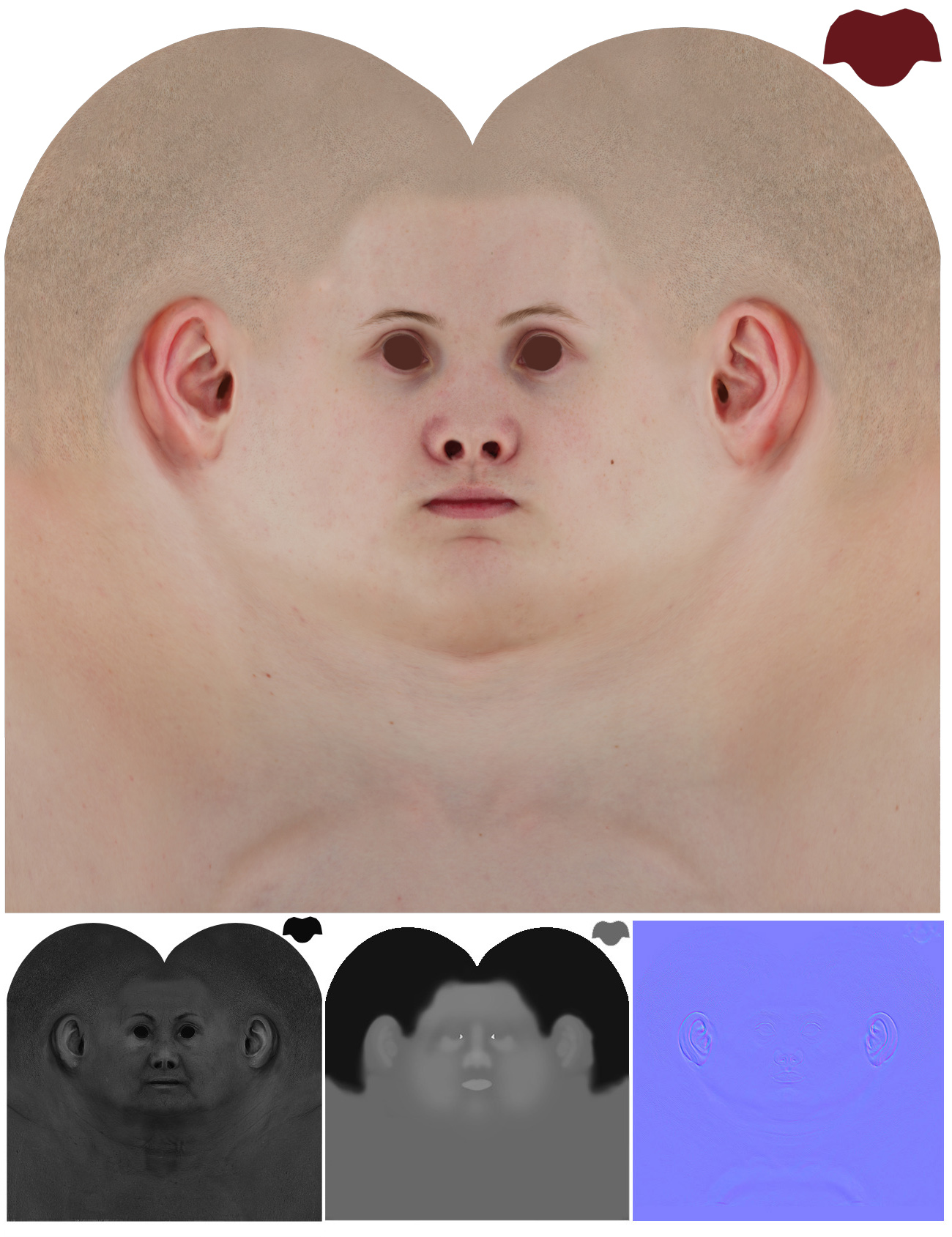 Male 3D model / Retopologised Head Scan 023