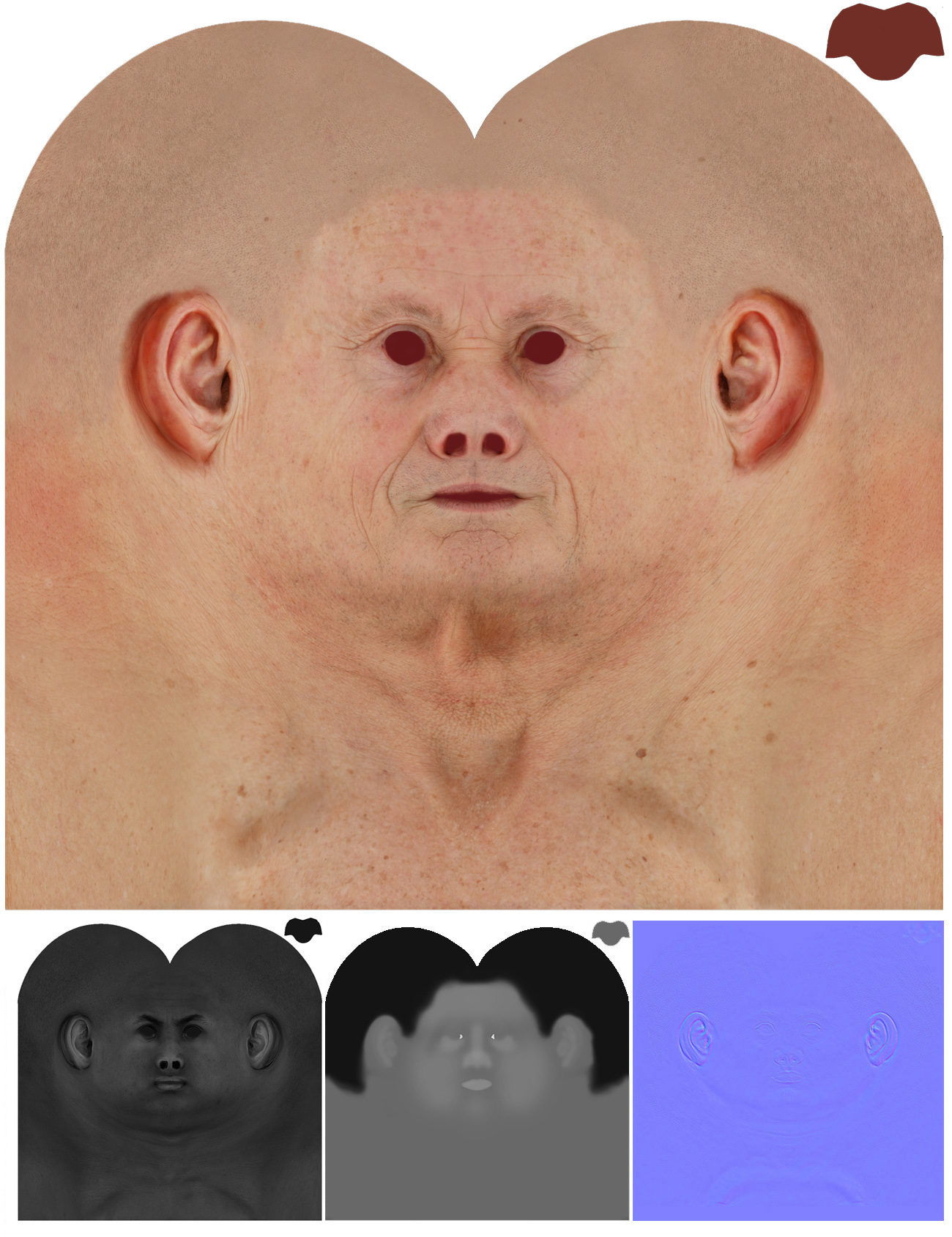 Male 3D model / Retopologised Head Scan 33