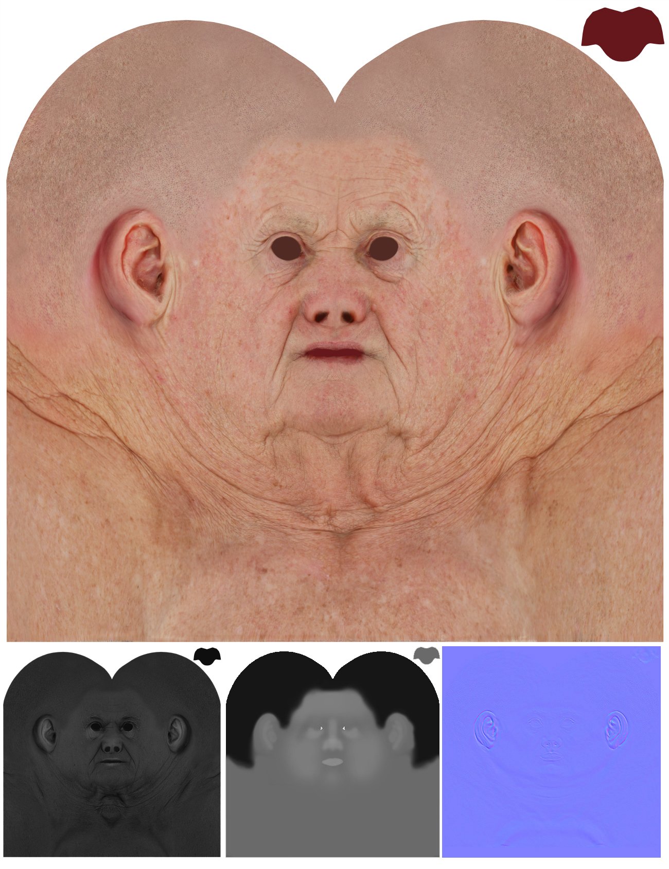 Male 3D model / Retopologised Head Scan 35