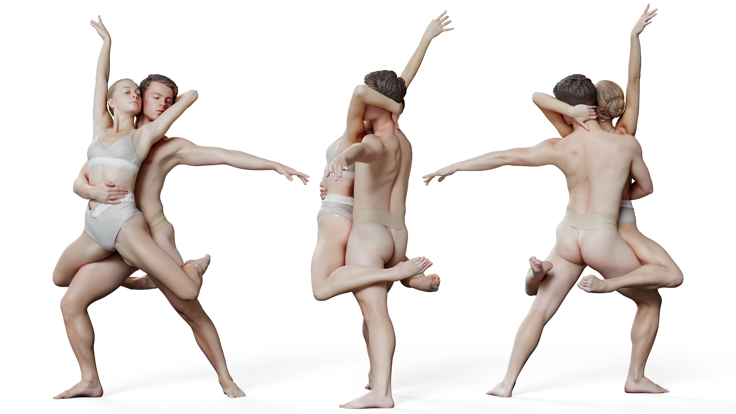 Premium Photo | The two modern ballet dancers dancing on gray studio  background