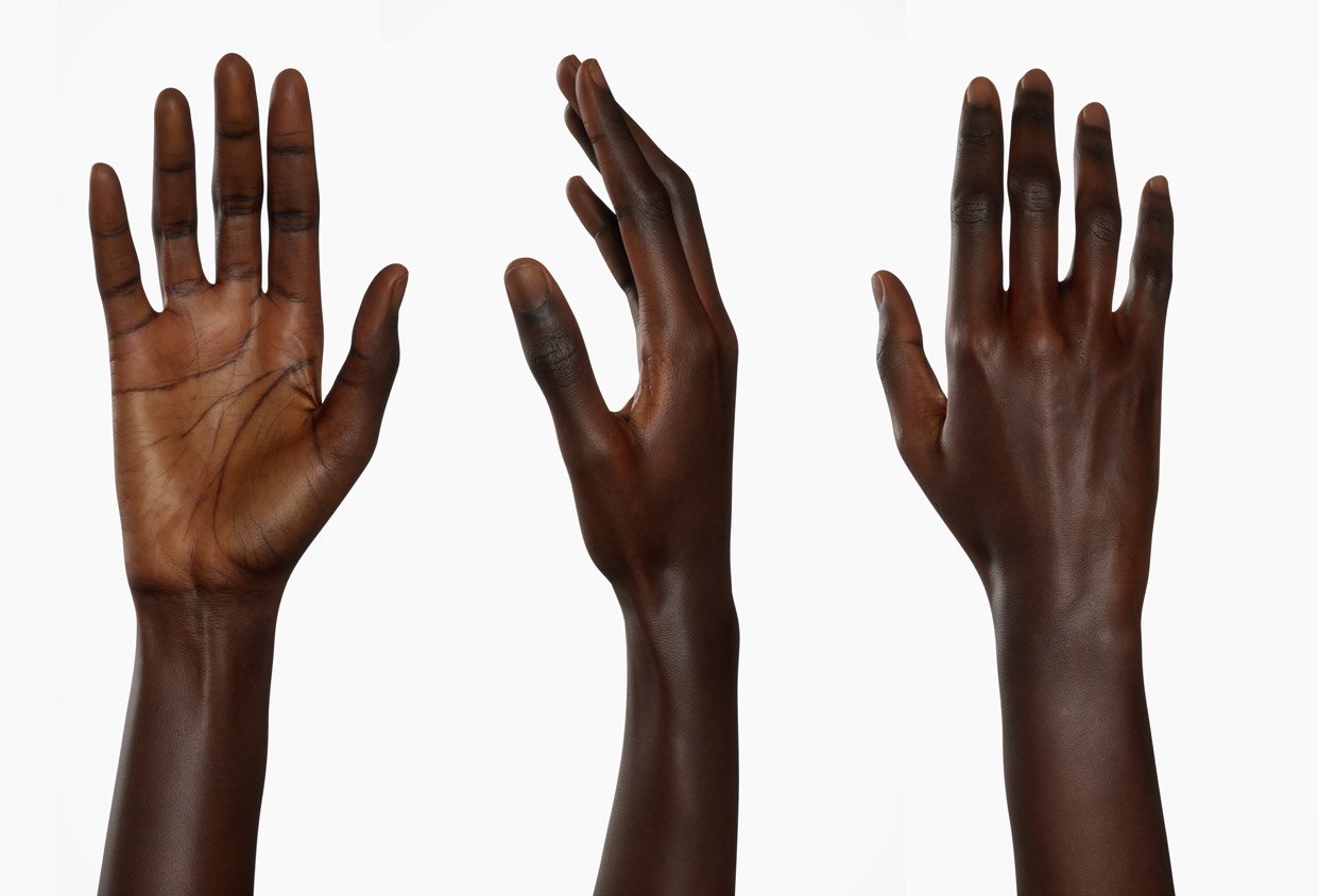 Black Female 20 years old 3d rigged hand model in UE5