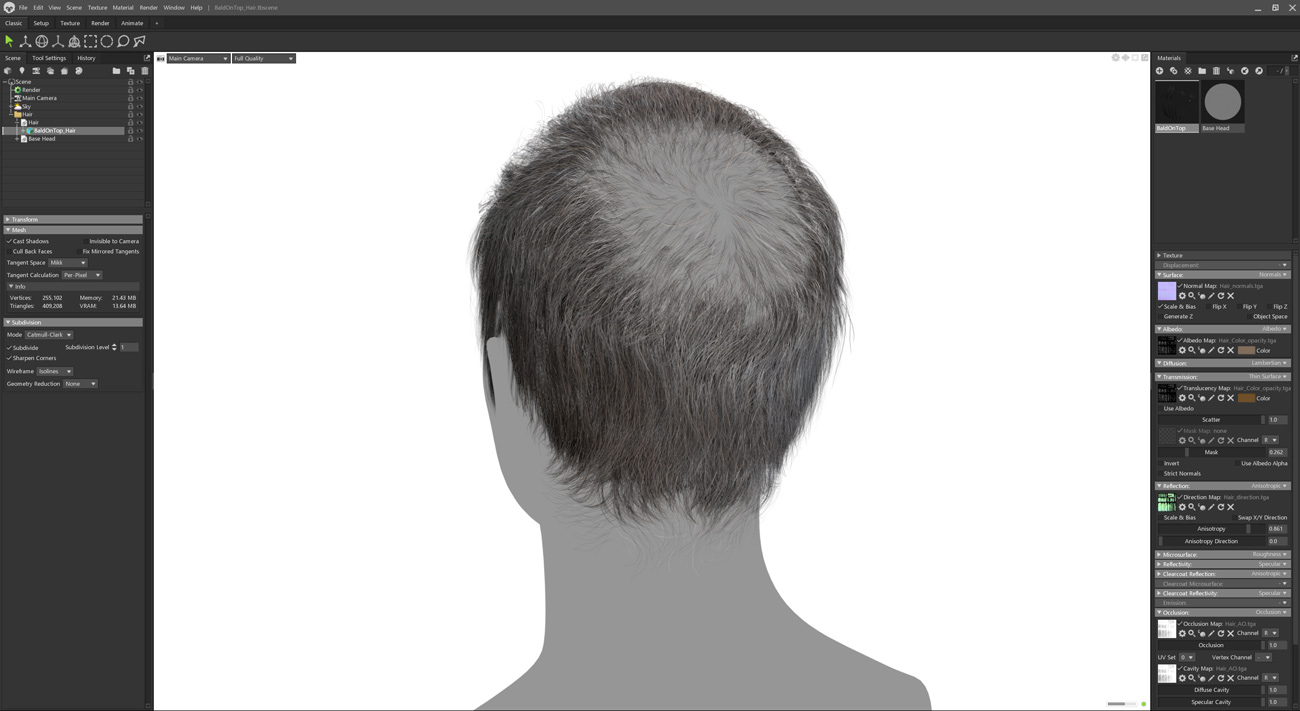 polygon hair for marmoset toolbag