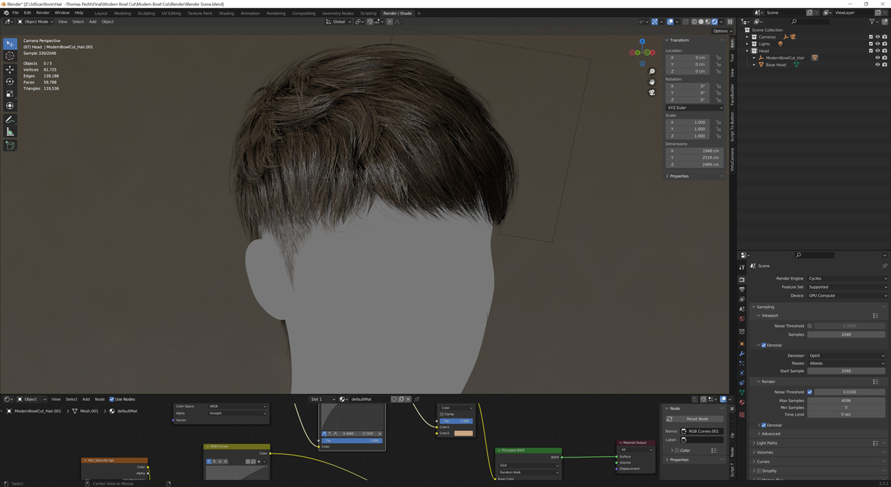 Blender hair card