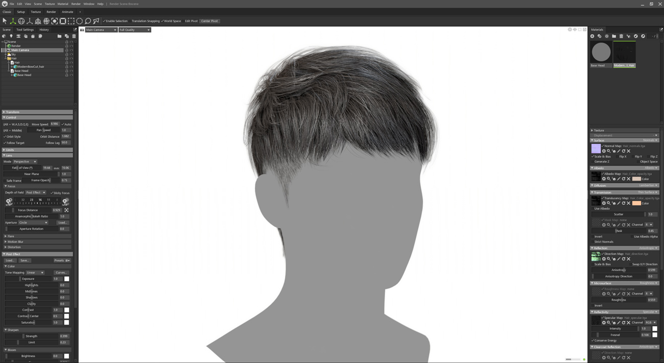 polygon hair for marmoset toolbag